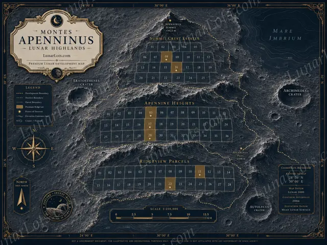Montes Apenninus lunar highlands development map