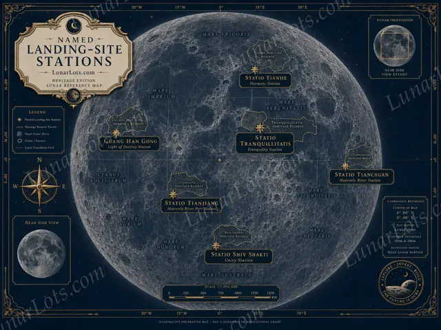 Named landing-site stations heritage reference map